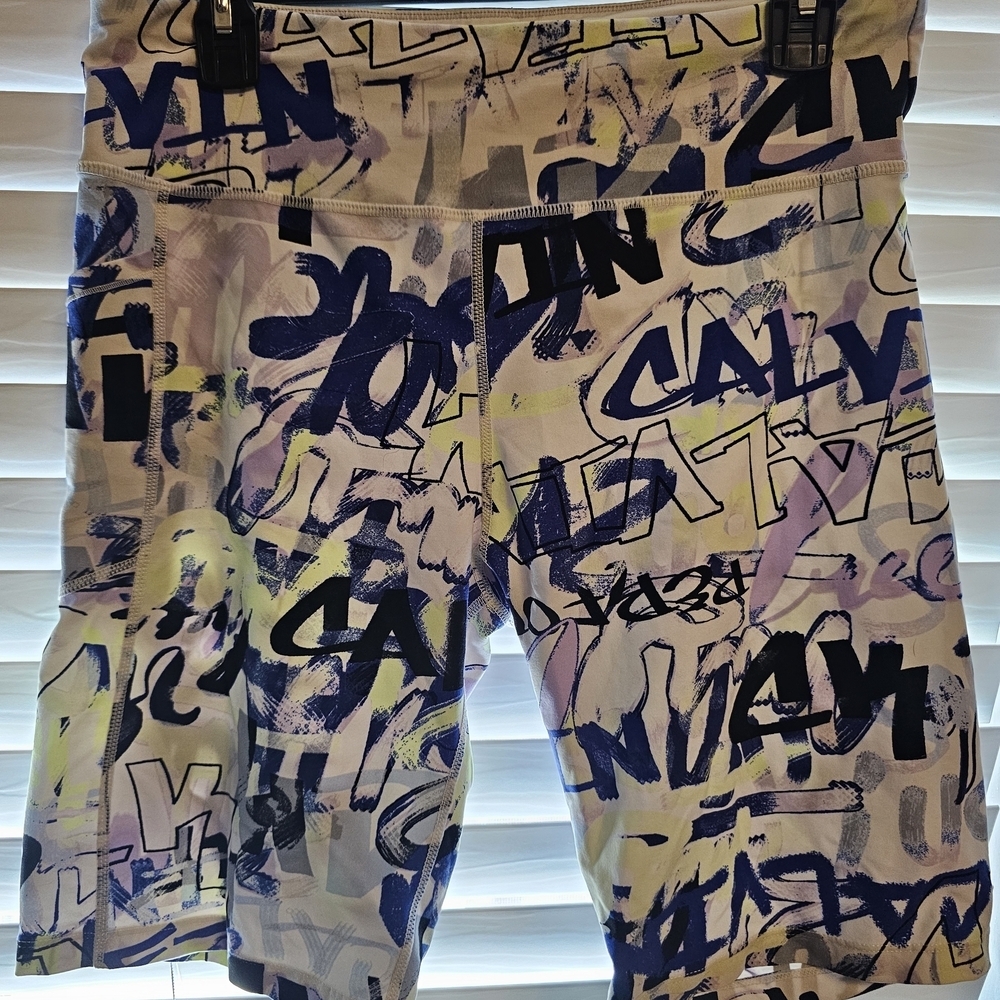 Calvin Klein Woman s Graffiti Print Shorts - Blue and Yellow 15 Inc